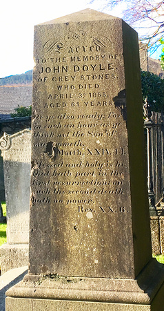 The Belle Vue Gary Paine 6AUG24 Photo No18 - John Doyle 1793-1855 tombstone in Delgany churchyard